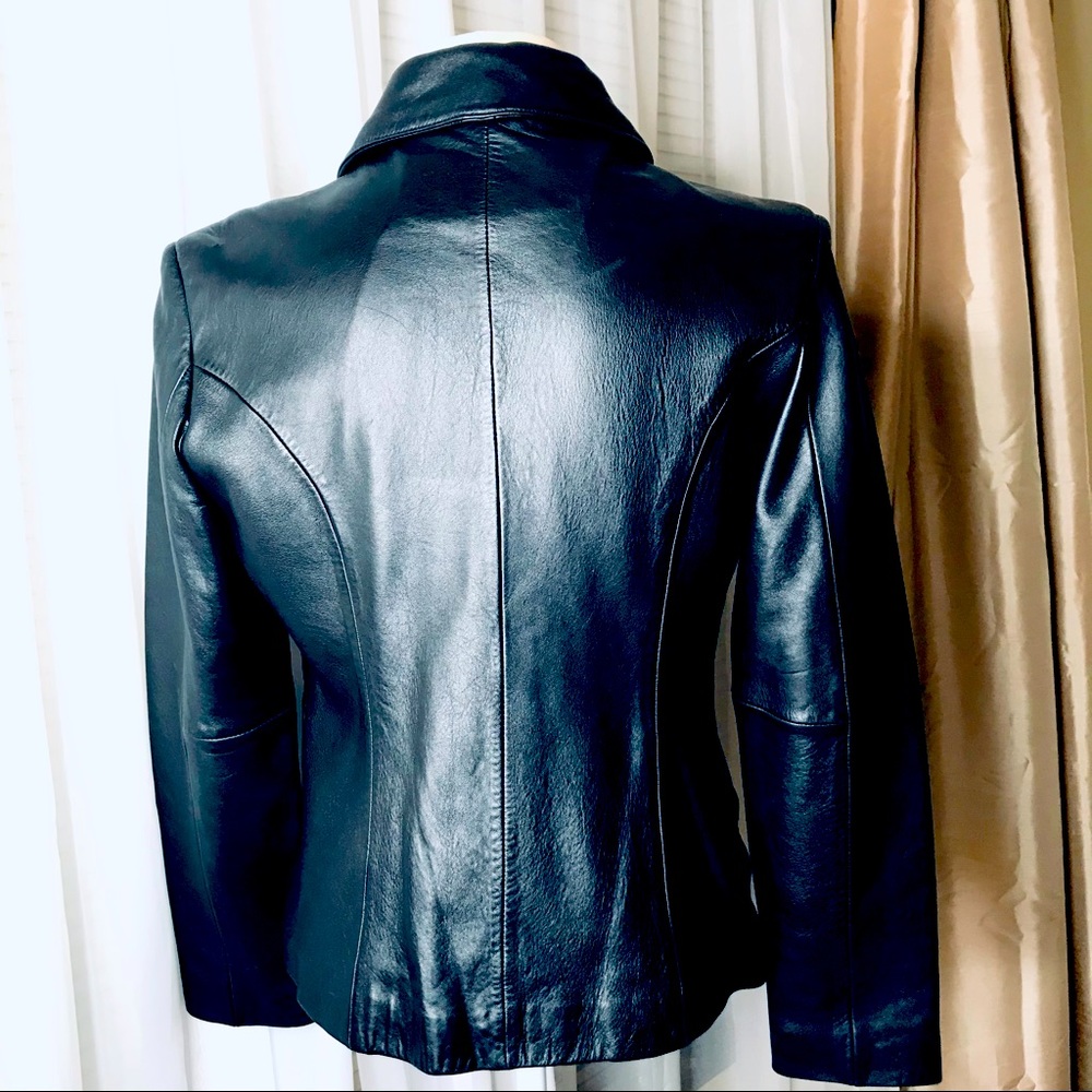 Jones Wear Sport lined soft leather bikercore baddie aesthetic jacket black M - Picture 6 of 11